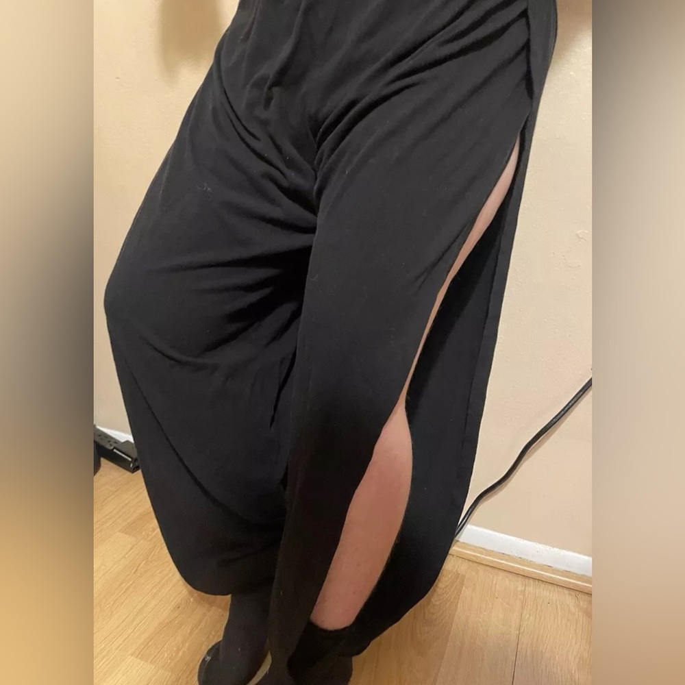 black High side slit  Harlem Joggers